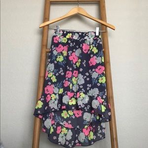 Kids high low skirt with flowers